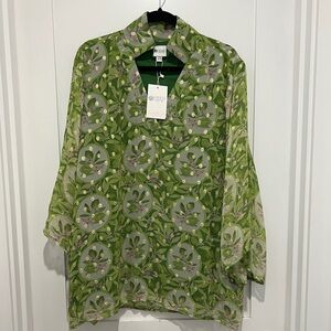 Green/Pink Key Lime Holly Shae top Blouse  one size caftan top